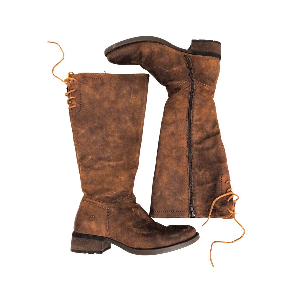 Born Hayden Knee-high Boots Rust Distressed Leather size 8.5 - Picture 2 of 8
